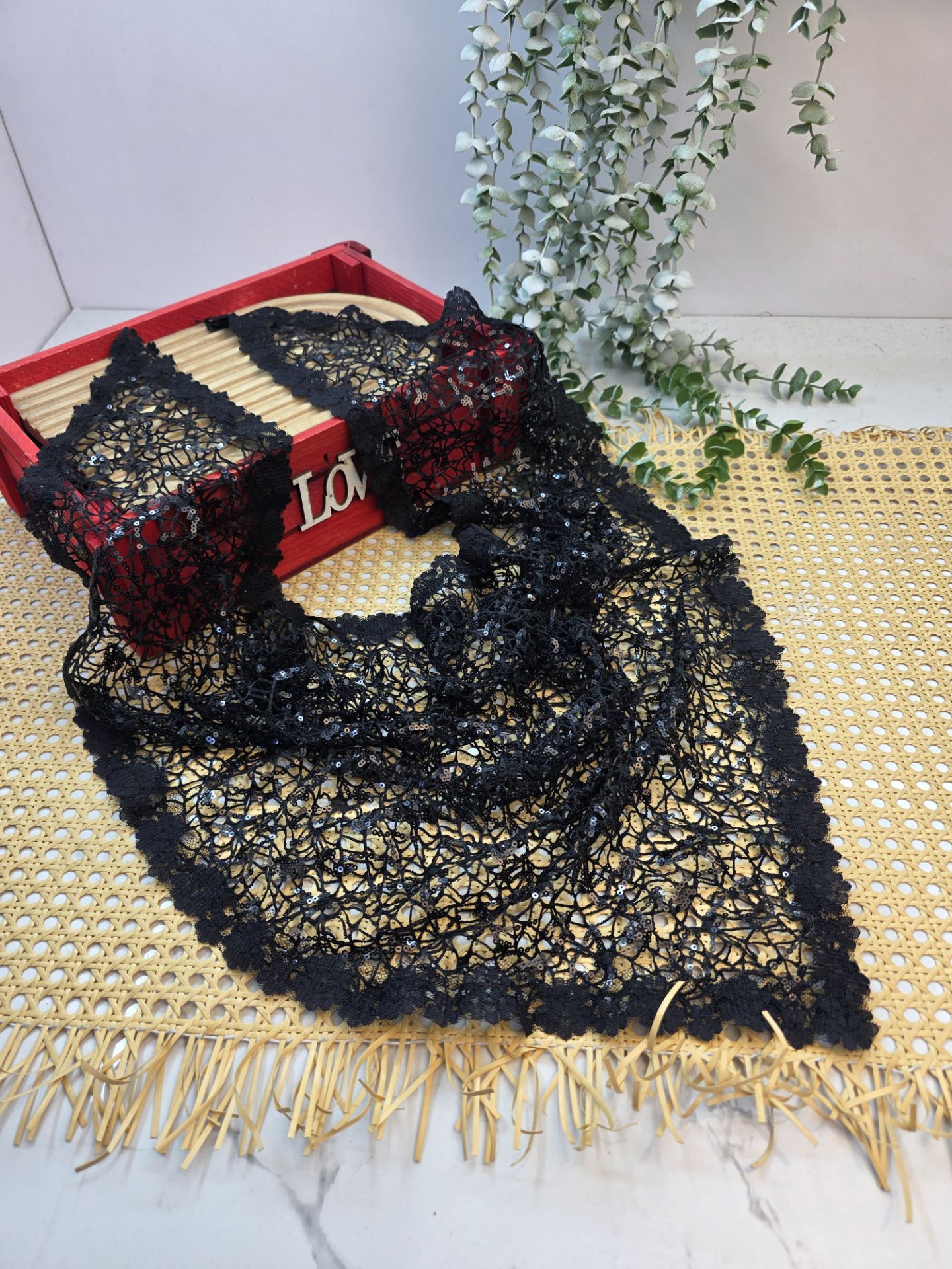 مینی اسکارف 3 گوش عنکبوتی دور دانتل # آنلاین شاپ ن